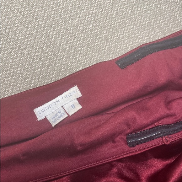 Silky wine red London Times one shoulder dress sized 8.  Good condition. - Picture 4 of 6